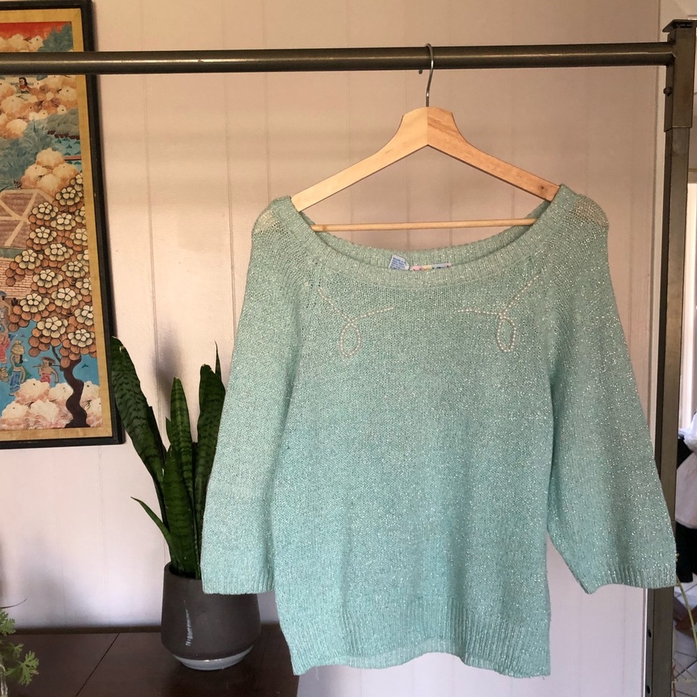 Vintage sweater with pearl embroidered detail